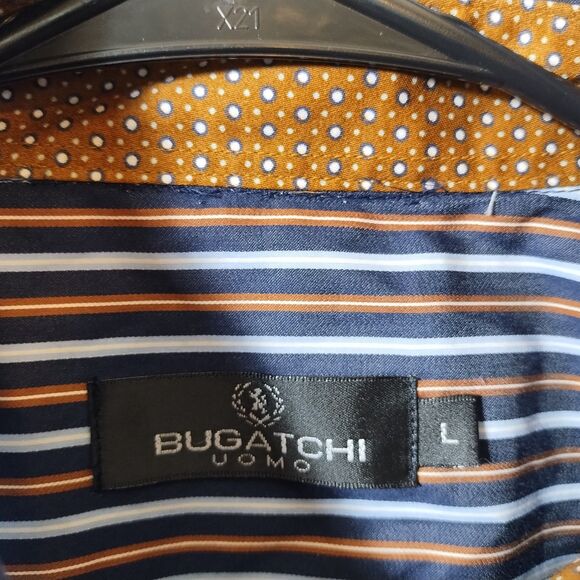 Bugatchi Uomo Men's Long Sleeve Striped Button Down Shirt, Size Large - Picture 4 of 4